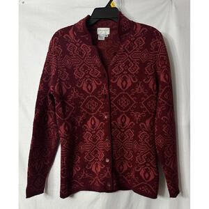 Vintage Cherry Leuts England Womens Long Sleeve Button Sweater Size Medium